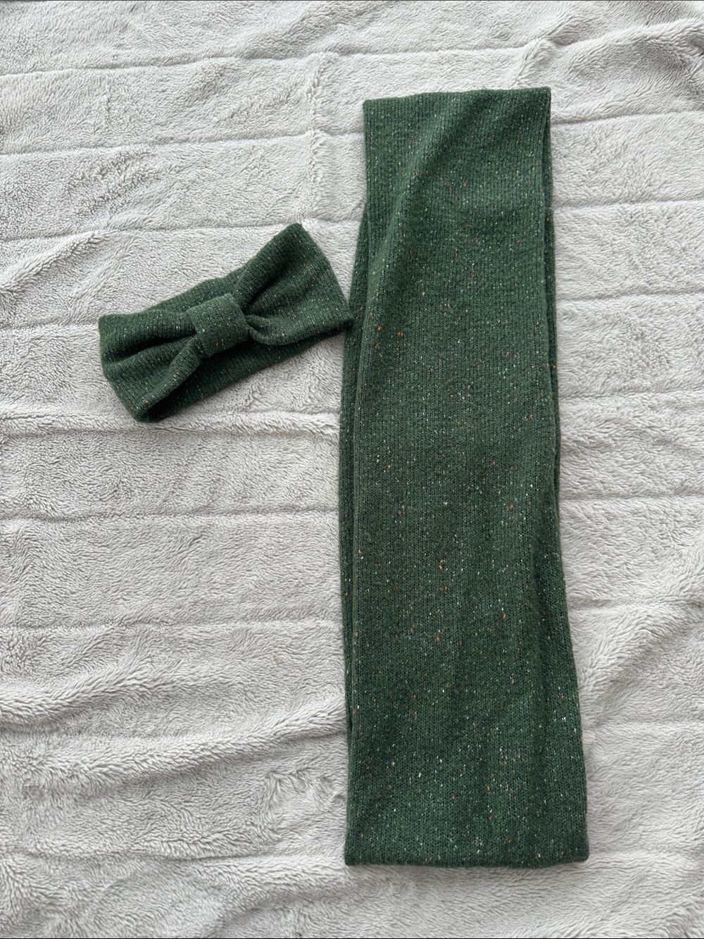 Forest Green Knit Headband and Scarf Set